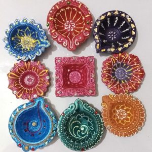Hand-Painted Diya Set